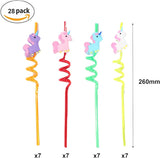 SET OF 4 UNICORN STYLE REUSABLE STRAWS