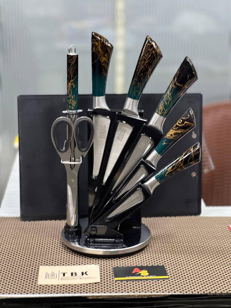 HIGH QUALITY BASS KNIFE SET GREENISH WITH GOLDEN LINES