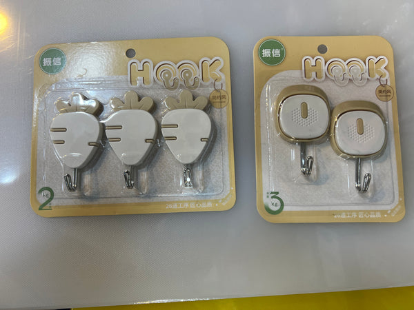 STICKY 3 AND 2 PCS WALL HOOKS