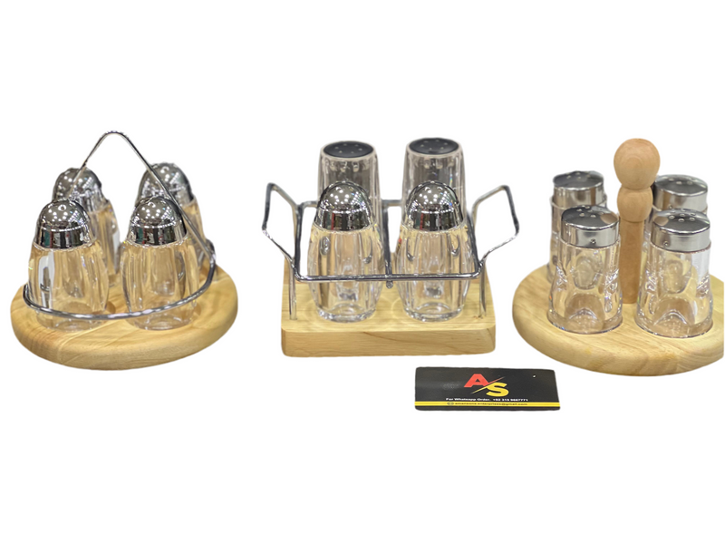 SHENGYA TOP CHOICE CRUET SET 4PCS WITH WOODEN HOLDER