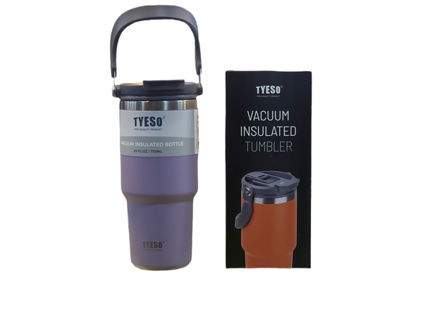 TYESO Vacuum Insulated 750ML Coffee Cup Stainless Steel Tumbler Water Bottle Ice Cool Car Cup Purple