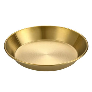 Stainless Steel Round Deep Golden Plate