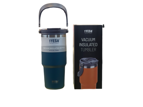 TYESO Vacuum Insulated 750ML Coffee Cup Stainless Steel Tumbler Water Bottle Ice Cool Car Cup Green