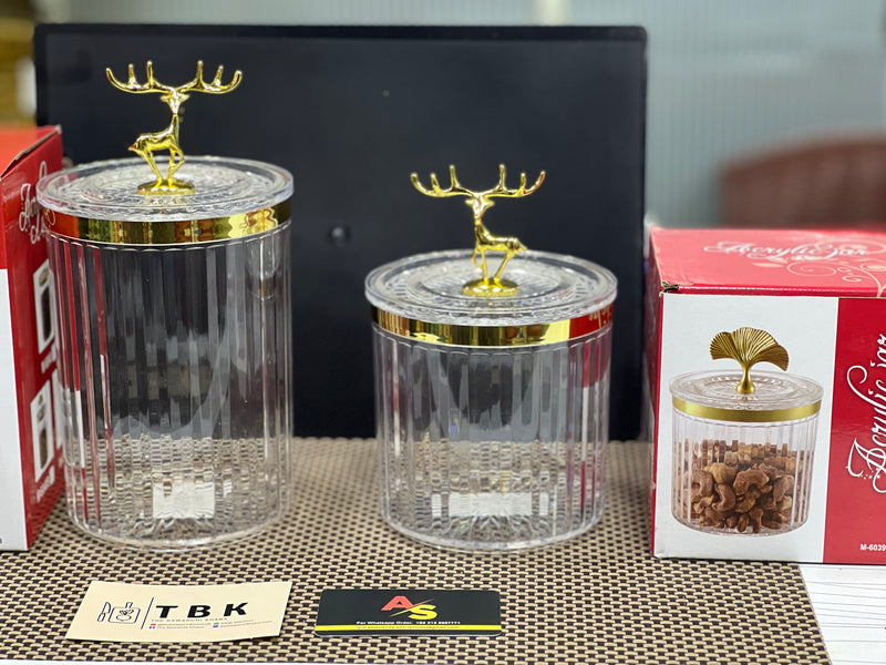 ACRYLIC AIRTIGHT JARS WITH DEER STYLE 1Pc