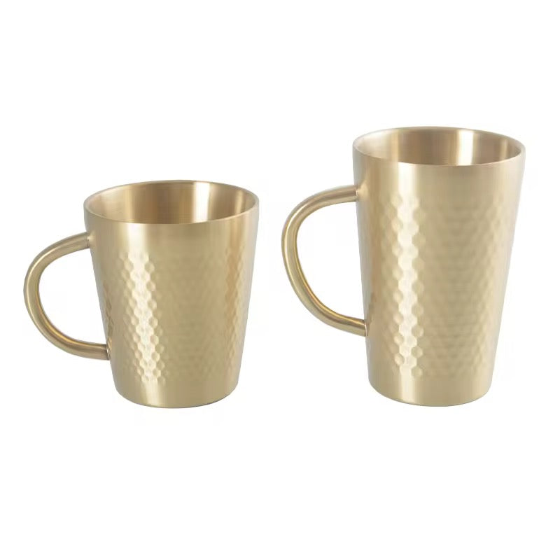 Golden Stainless Steel 304 Double Walled Cup Glass