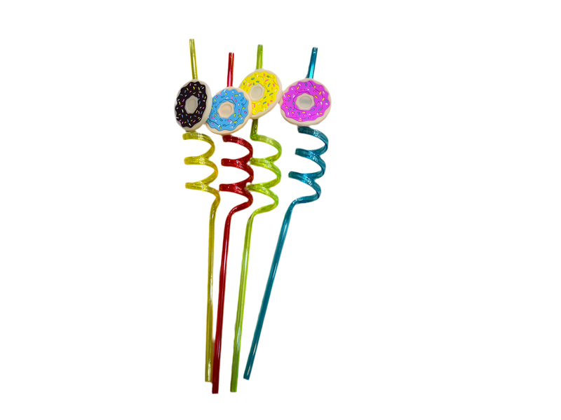 SET OF 4 DONUT STYLE REUSABLE STRAWS