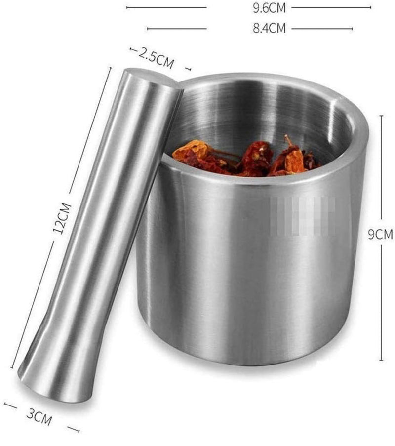 Stainless Steel Spice Pestle and Mortar Set - Durable, Ergonomic Design for Grinding Herbs, Spices and Pills