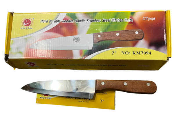 Hard Durable Wooden Handle Stainless Steel Kitchen Knife 7 Inch KM7094