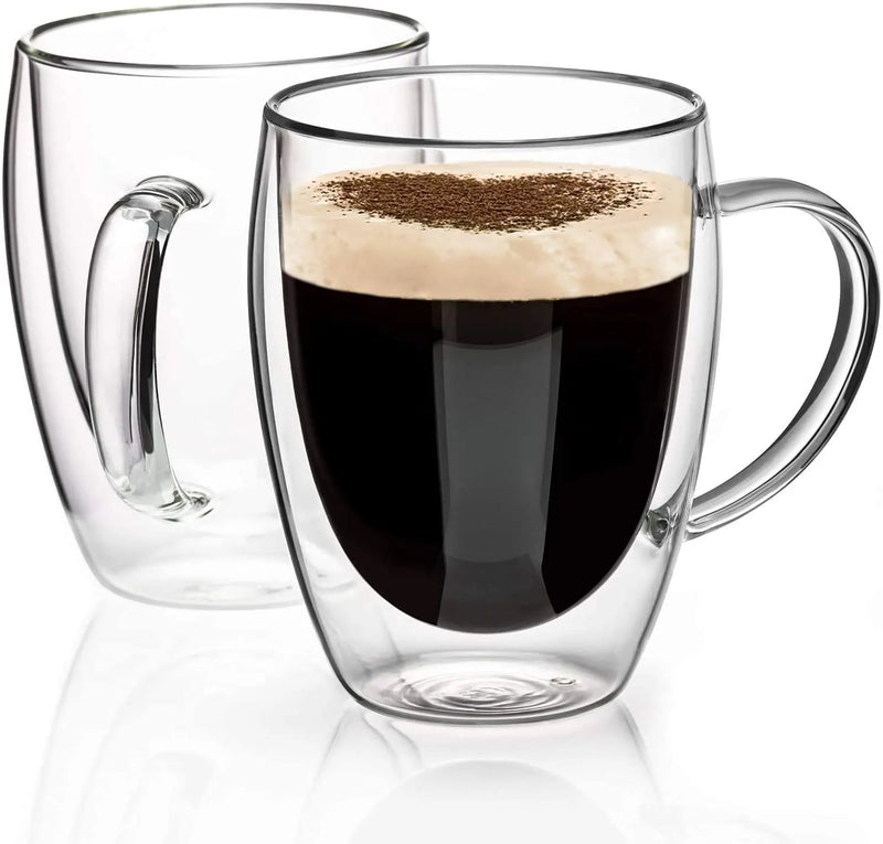 DOUBLE WALLED INSULATED GLASS MUG 350ML AND 450ML