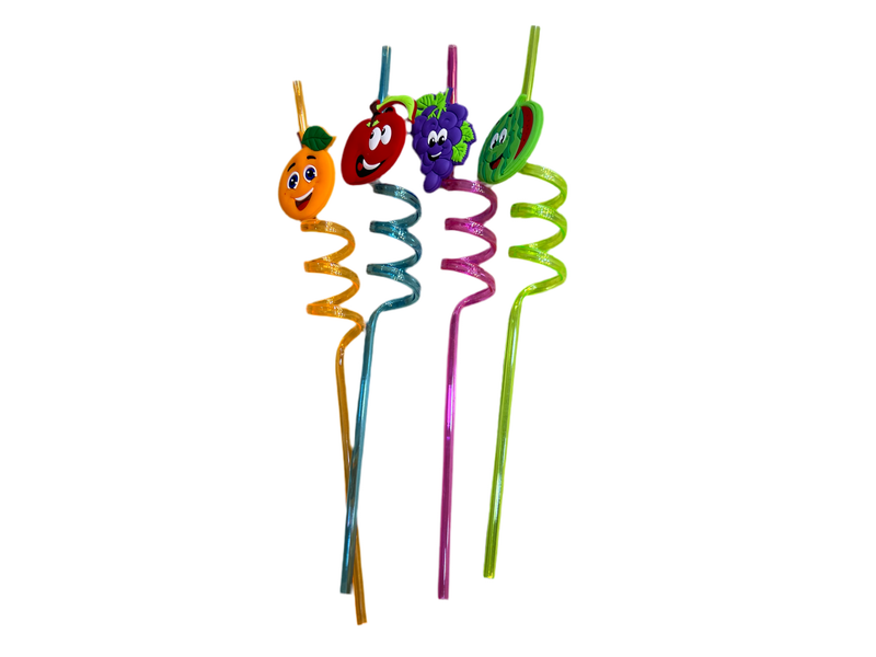 SET OF 4 REUSABLE FRUIT STYLE STRAWS