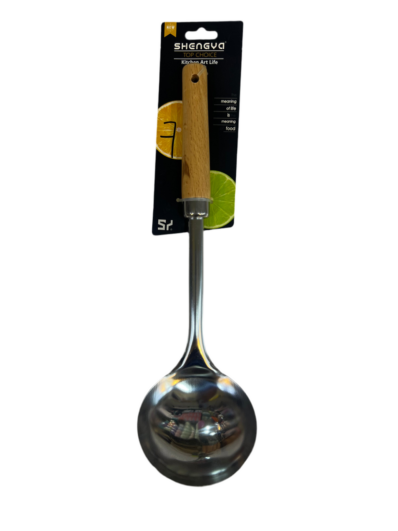 SHENGYA STAINLESS STEEL GRAVY LADLE WITH WOOD HANDLE