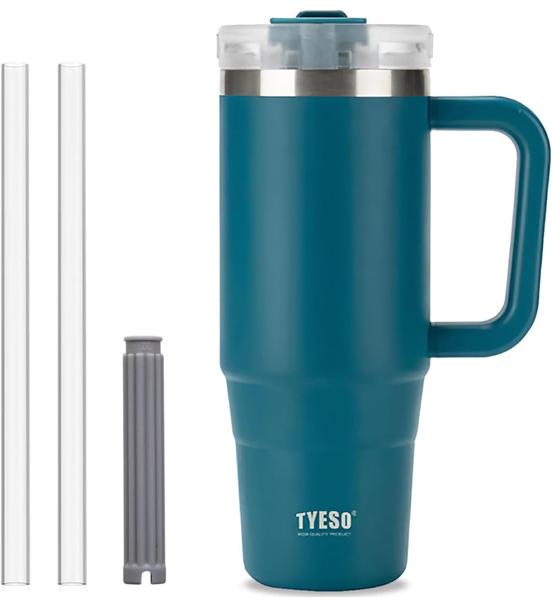 Tyeso Large Vacuum Insulated Coffee Cup 900ML Stainless Steel Thermal Flask Tumbler Water Bottle Ice Cool Car Cup