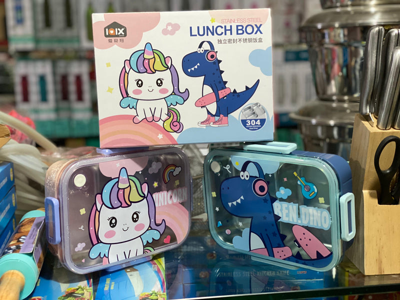 Cartoon Stainless Steel 304 Lunch Box With Spoon And Chopsticks Leak Proof Bento Box Student Food Container