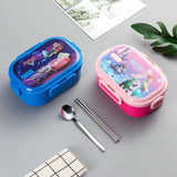 Adorable Cartoon Stainless Steel Lunch Box WITH STEEL SPOON AND CHOPSTICK 113A