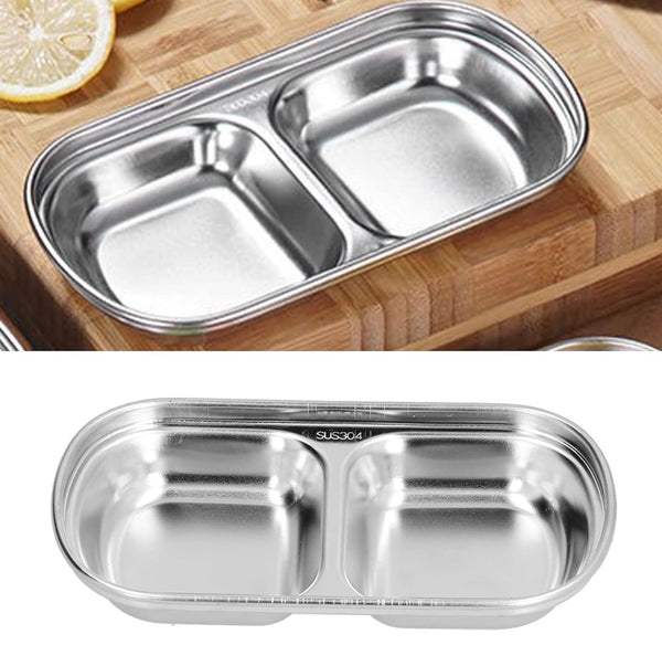 Stainless Steel Divided Sauce Plate 2 Portion