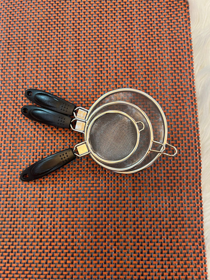 Stainless Steel Black Handle Tea Strainers