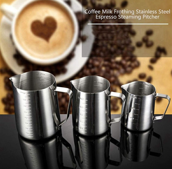 Stainless Steel Milk Frothing Jug 350/550/900ML Coffee Pitcher Craft