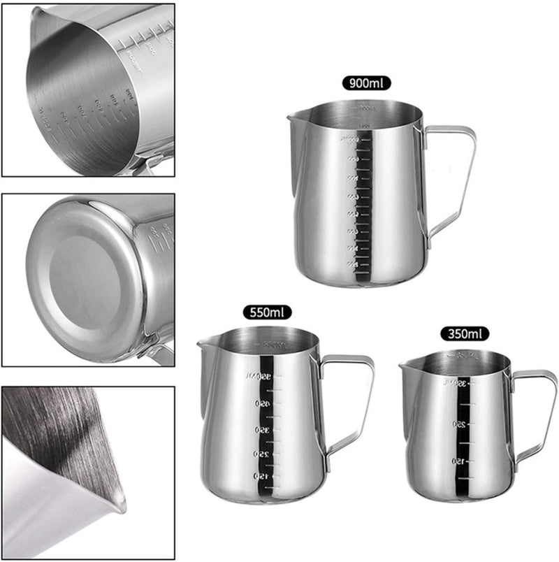 Stainless Steel Milk Frothing Jug 350/550/900ML Coffee Pitcher Craft