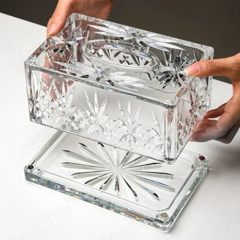 Transparent Acrylic Tissue Box Home Living Room Decorate Table Ornaments