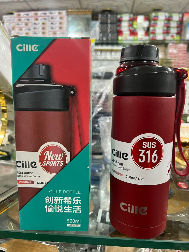 Cille 520ML Stainless Steel Insulated Water Bottle Leakproof Travel Vacuum Flask