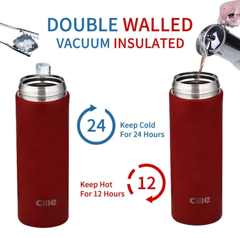 Cille 520ML Stainless Steel Insulated Water Bottle Leakproof Travel Vacuum Flask