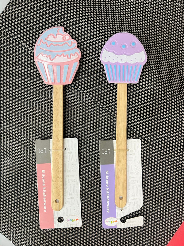 Cup Cake Style Cute Spatula with Wooden Handle 1Pc