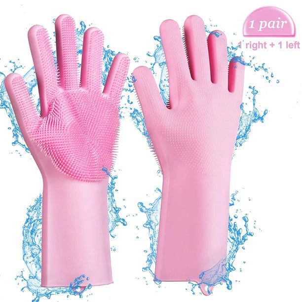 Silicone Washing Gloves With Scrubber High Quality