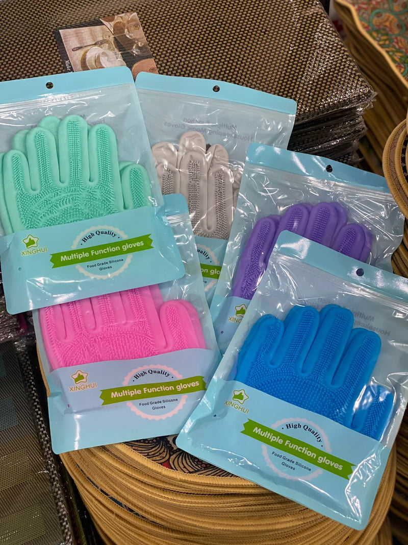 Silicone Washing Gloves With Scrubber High Quality