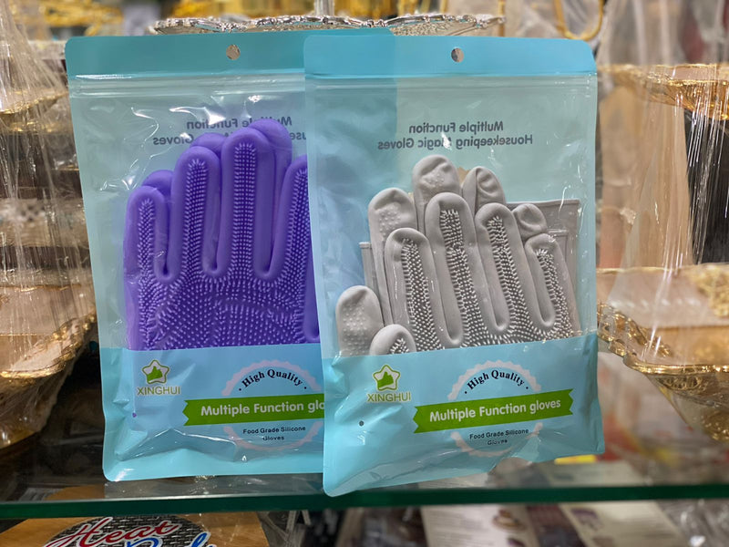 Silicone Washing Gloves With Scrubber High Quality