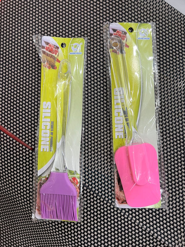 Acrylic Handle Single Spatula And Oil Brush - TheBawarchiKhana