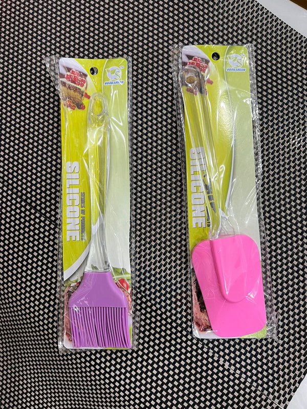 Acrylic Handle Single Spatula And Oil Brush - TheBawarchiKhana